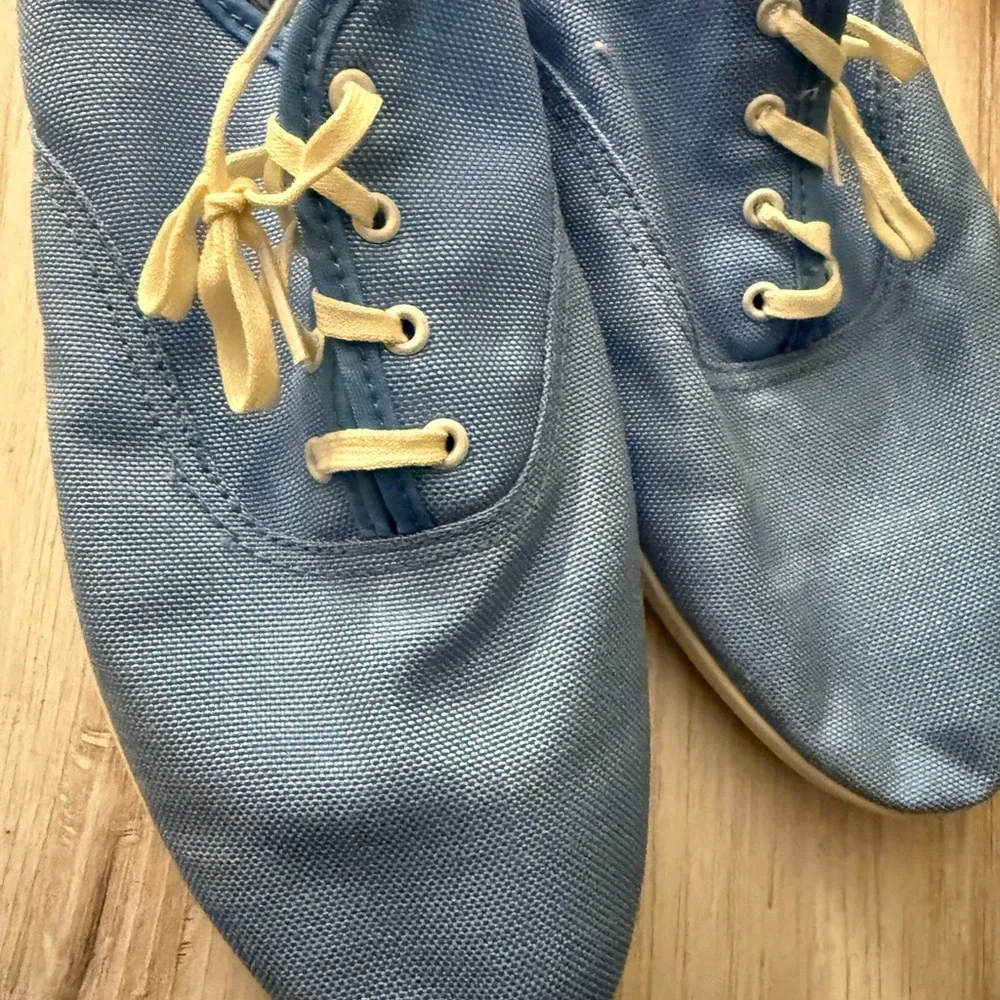 Vintage 1980s Chambray Blue Canvas Lace-Up Shoes - Size 12